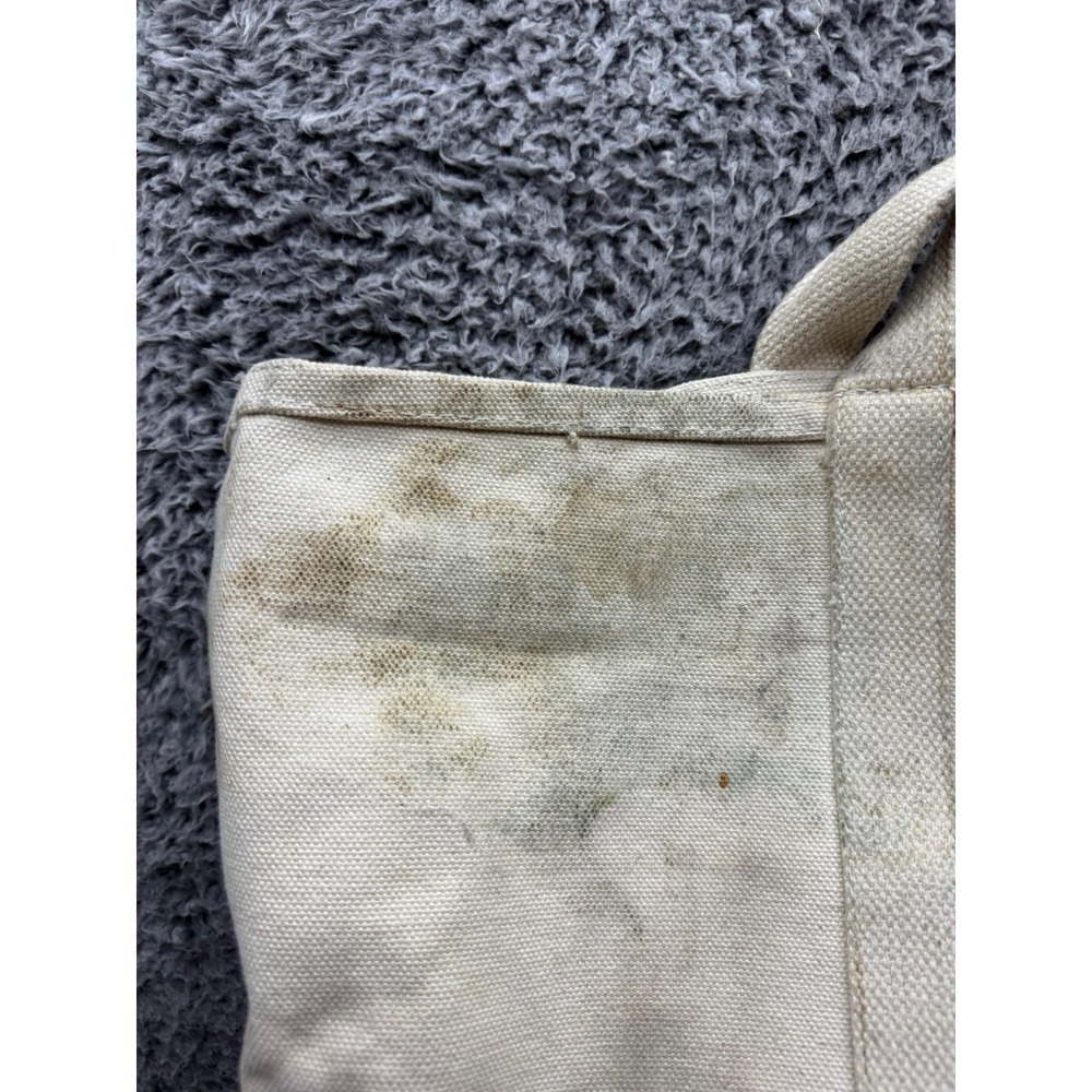 Vintage 70s 80s Linesmen Cotton Canvas Tool Utility Tote Bag Ivory 21 x 15 - Picture 7 of 13